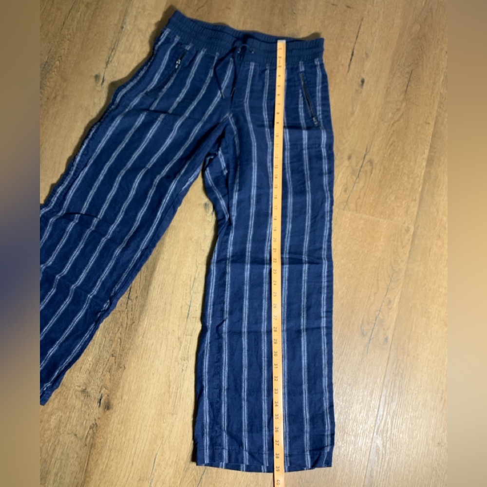 Athleta Pants Womens Pants Blue Pants Pinstripe Pants Linen Pants Crop Pants 6 - Picture 4 of 6